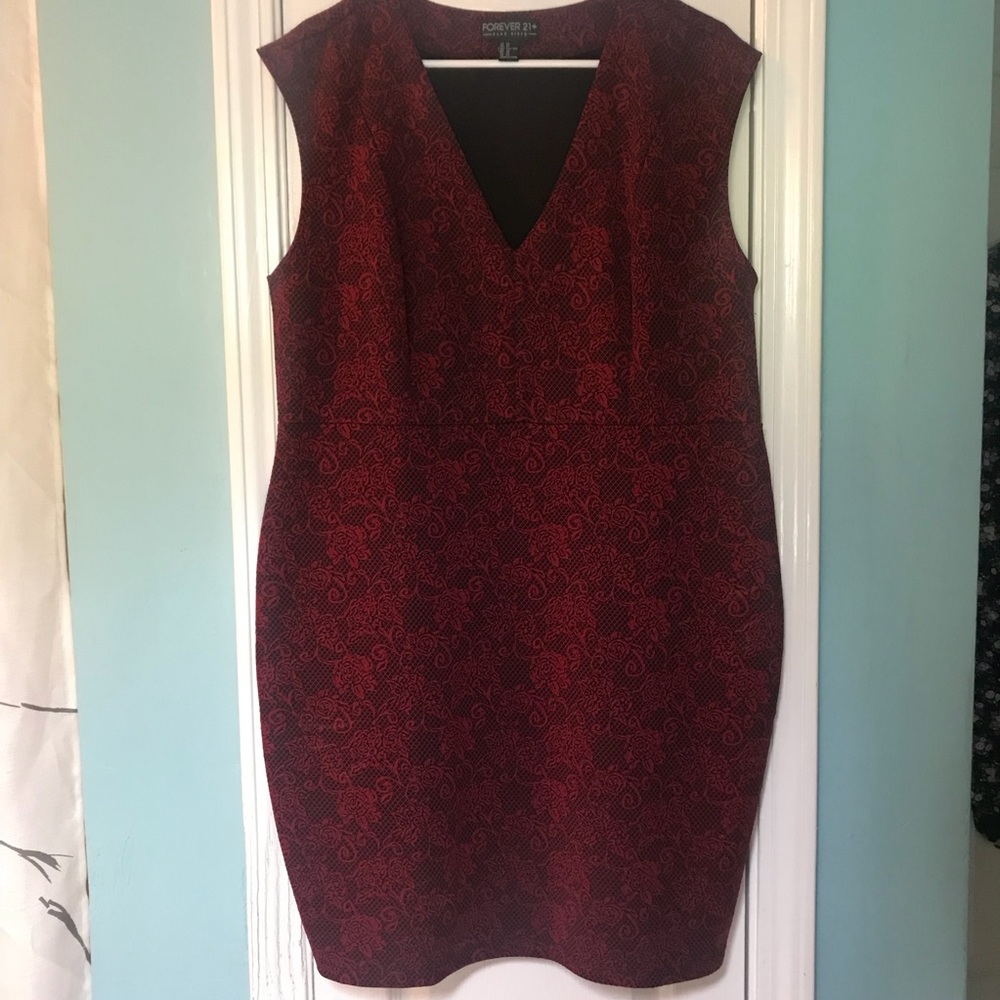 Forever 21 Plus Red Lace Sleeveless Dress